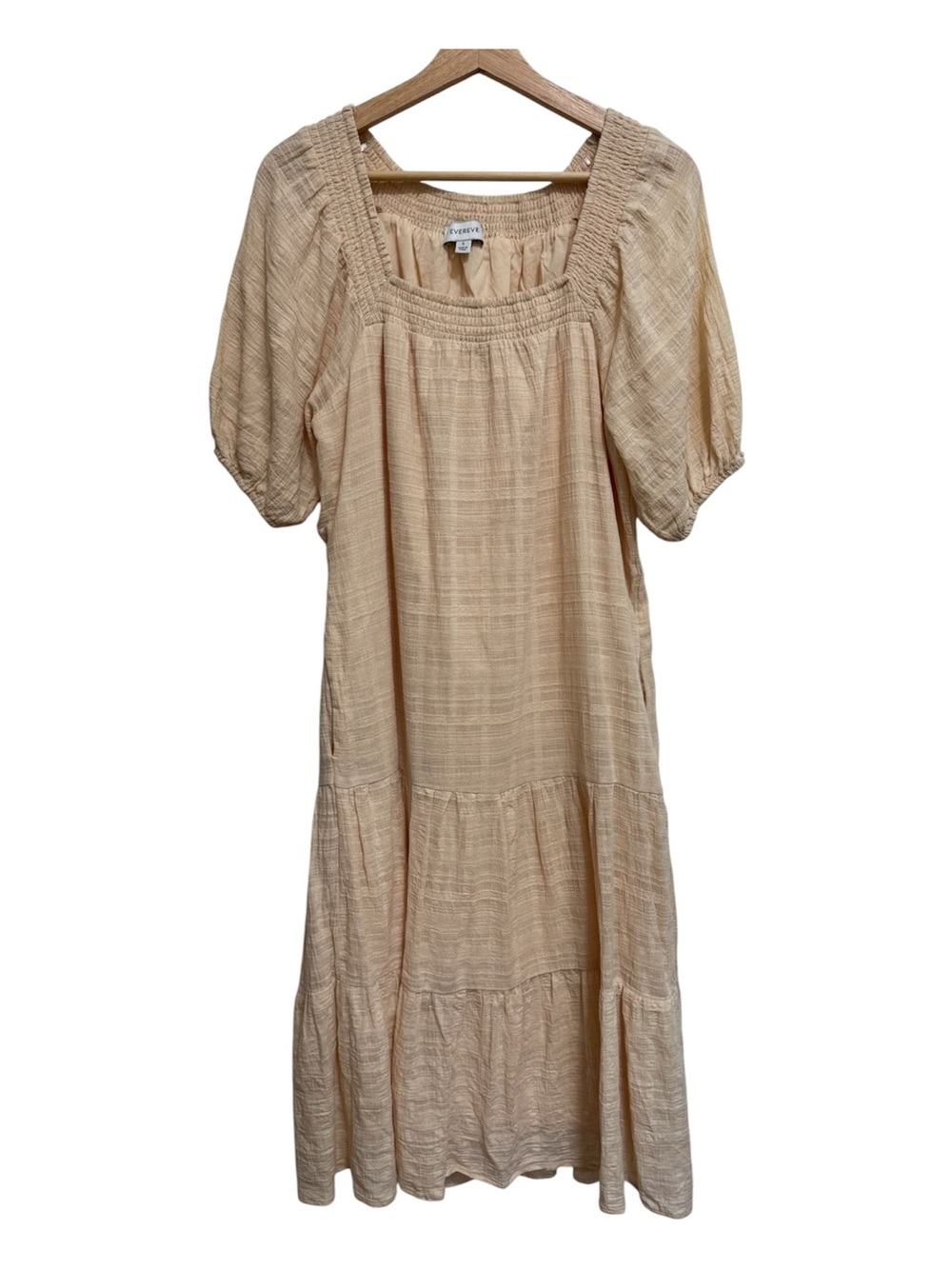 Evereve Carly Midi Dress Women Small Tiered Cotton Gauze Square Neck Tradwife
